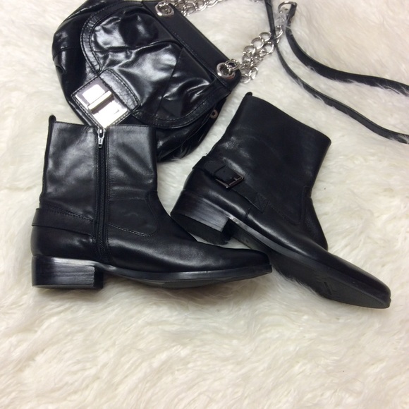 Marc Fisher Shoes - MARC FISHER HETRA BLACK LEATHER BOOTS